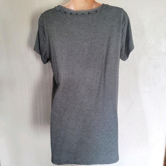 Rose + Olive Olive Green Hi Low Short Sleeve Studded Shirt Size Women's Small - Picture 2 of 9